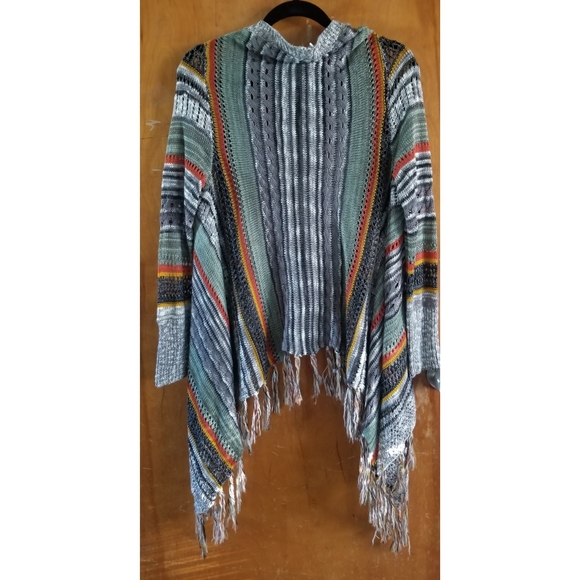Striped Sweater Cardigan with Fringed Hem - Picture 2 of 3